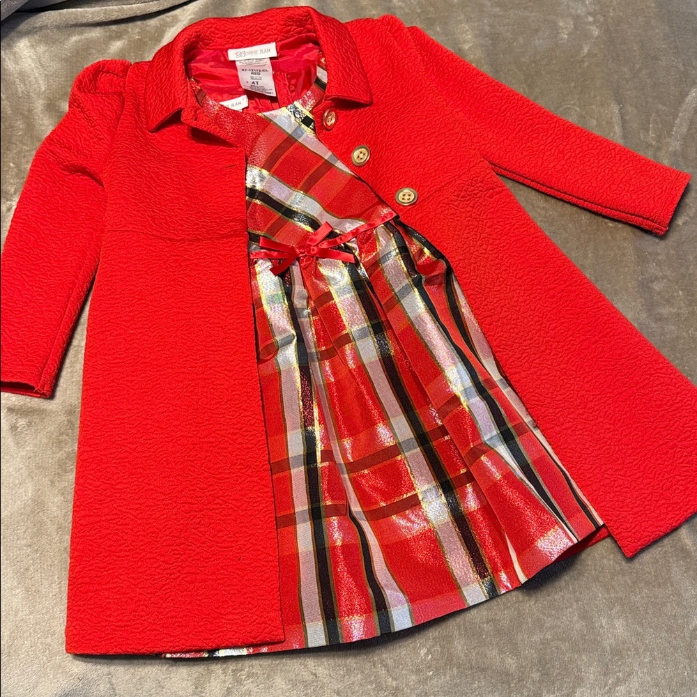 Stylish Red Kids Coat and dress 4T